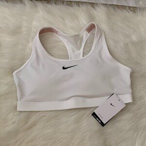 NIKE SWOOSH Medium Support Sports Bra in White Sz LARGE